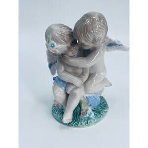 Vintage Winged Ceramic Angel Boy and Girl